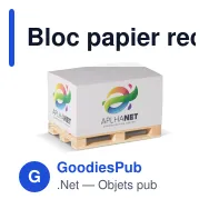 Bloc papier rectangulaire personnalisable FSC sur palette en bois avec logo - 12 x 8 cm - Miniature 1