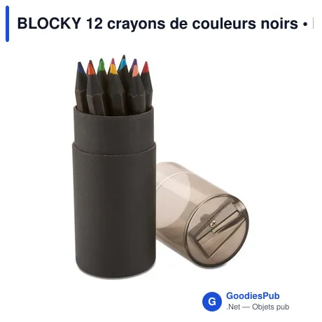 BLOCKY 12 crayons de couleurs noirs