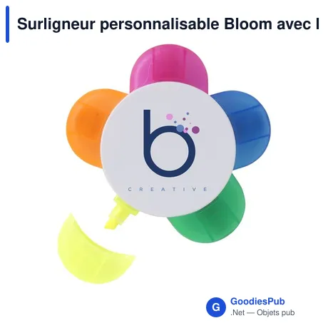 Surligneur personnalisable Bloom avec logo - Marqueur en forme de fleur