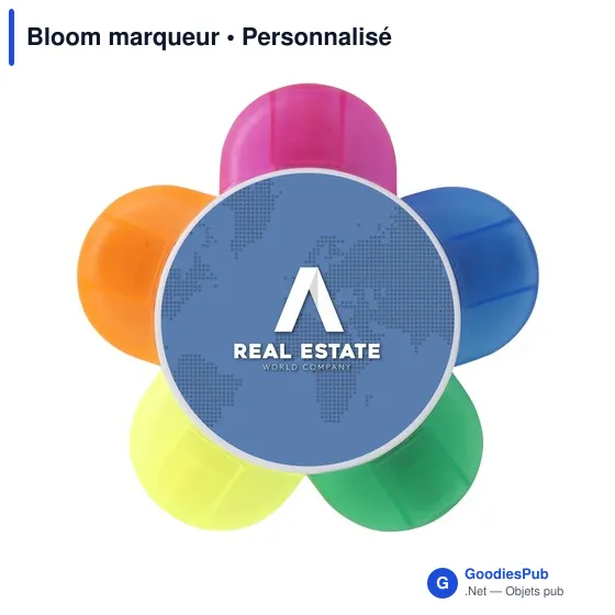Surligneur personnalisable Bloom avec logo - Marqueur en forme de fleur - Image 2