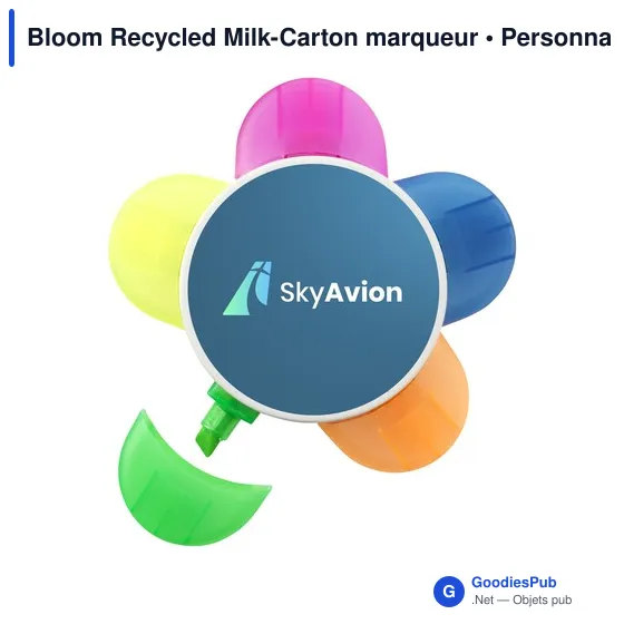 Surligneur personnalisable en forme de fleur avec logo - Bloom Recycled Milk-Carton - Image 2