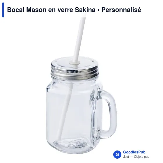 Bocal Mason en verre personnalisable avec logo - Sakina - Image 2