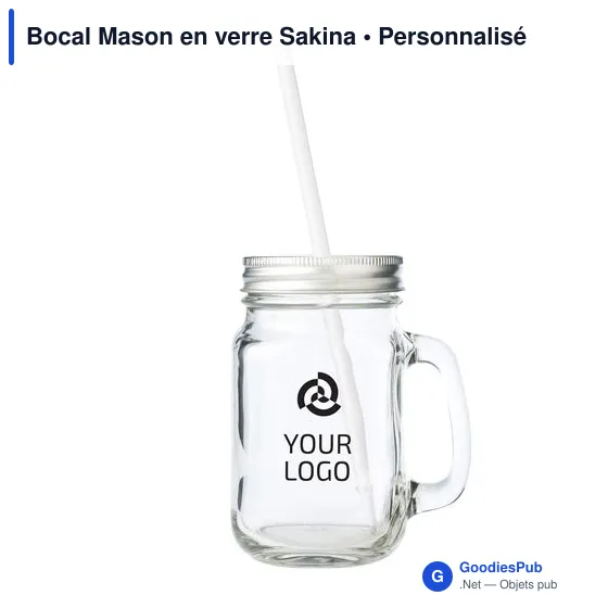 Bocal Mason en verre personnalisable avec logo - Sakina - Image 4