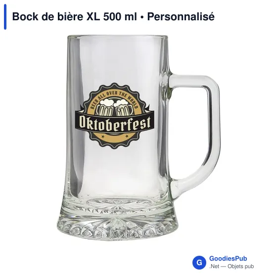 Bock de bière personnalisable XL 500 ml avec logo - Image 1