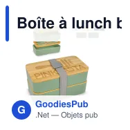 Boîte à lunch bento personnalisable en PP recyclé et bambou avec logo - Bento - Miniature 1
