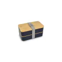 Variante Bleu foncé - Boîte à lunch bento personnalisable en PP recyclé et bambou avec logo - Bento