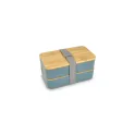 Variante Bleu pastel - Boîte à lunch bento personnalisable en PP recyclé et bambou avec logo - Bento