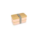 Variante Rose pastel - Boîte à lunch bento personnalisable en PP recyclé et bambou avec logo - Bento
