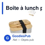 Boîte à lunch personnalisable en inox avec couvercle en bambou et logo - Nature - Miniature 1