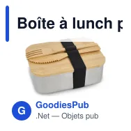 Boîte à lunch personnalisable en inox avec couvercle en bambou et logo - Nature - Miniature 2