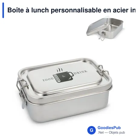 Boîte à lunch personnalisable en acier inoxydable avec logo - Inox