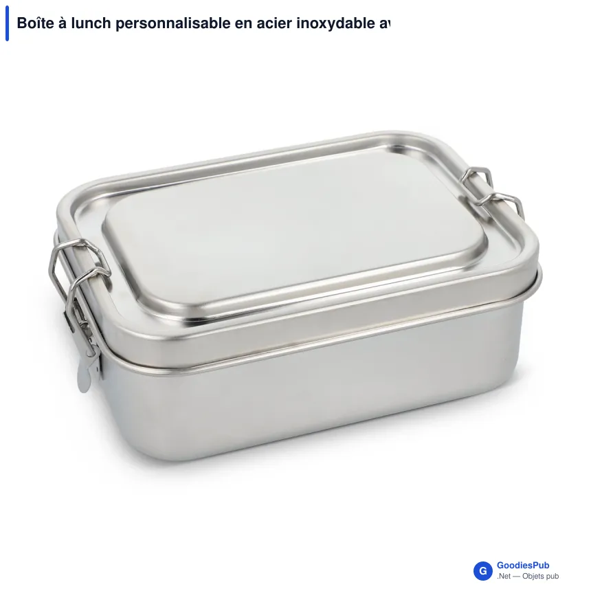 Boîte à lunch personnalisable en acier inoxydable avec logo - Inox - Image 2
