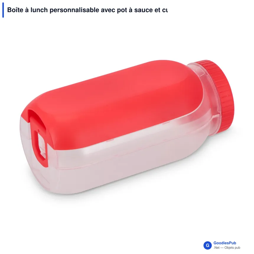 Boîte à lunch personnalisable avec pot à sauce et cuillère-fourchette et logo - All-in - Image 3