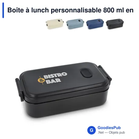 Boîte à lunch personnalisable 800 ml en PP et silicone avec logo - Zen