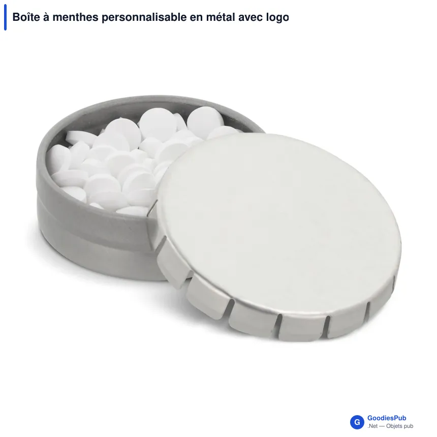 Boîte à menthes personnalisable en métal avec logo - Mini clic - Image 3