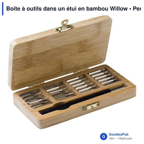 Boîte à outils personnalisable en bambou avec logo - Willow - Image 2