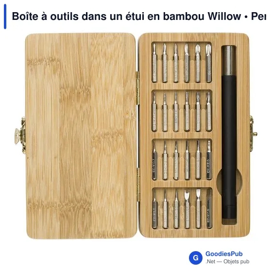 Boîte à outils personnalisable en bambou avec logo - Willow - Image 3