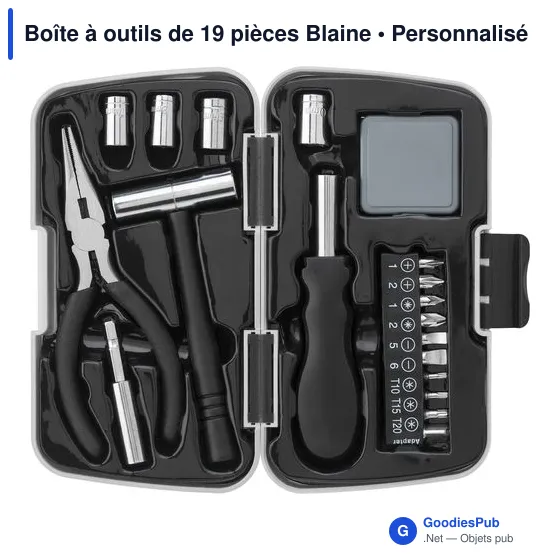 Boîte à outils personnalisable de 19 pièces avec logo - Blaine - Image 2