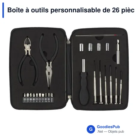 Boîte à outils personnalisable de 26 pièces avec logo - Alisha