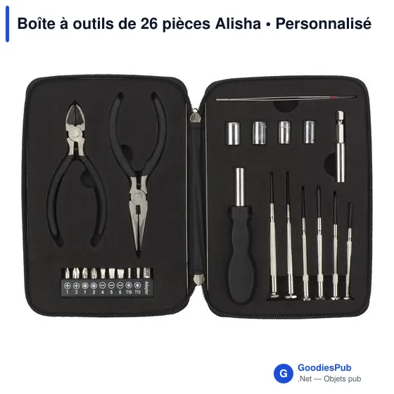 Boîte à outils personnalisable de 26 pièces avec logo - Alisha - Image 1