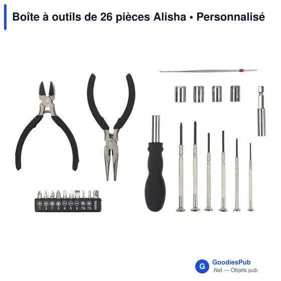 Boîte à outils personnalisable de 26 pièces avec logo - Alisha - Image 2