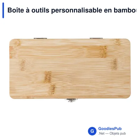 Boîte à outils personnalisable en bambou Elmar avec logo