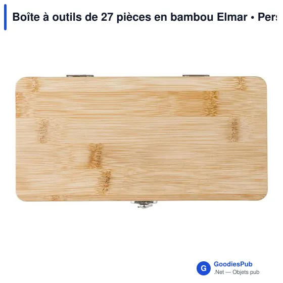 Boîte à outils personnalisable en bambou Elmar avec logo - Image 1