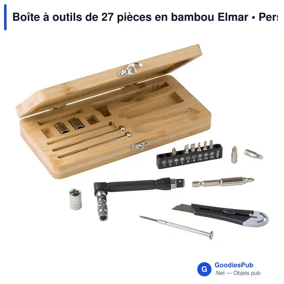 Boîte à outils personnalisable en bambou Elmar avec logo - Image 2