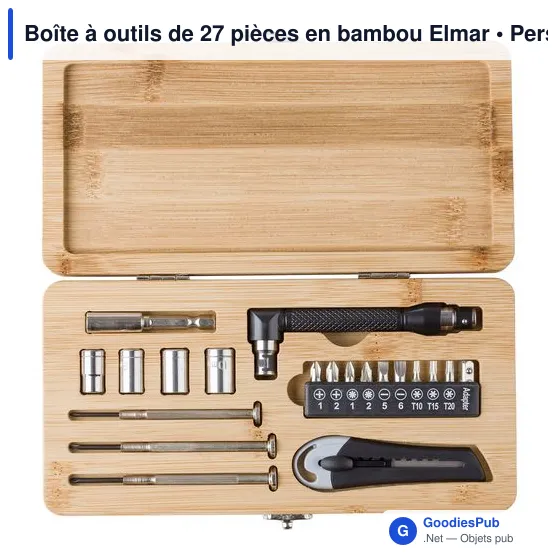 Boîte à outils personnalisable en bambou Elmar avec logo - Image 3
