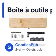 Boîte à outils personnalisable en bambou Elmar avec logo - Miniature 4