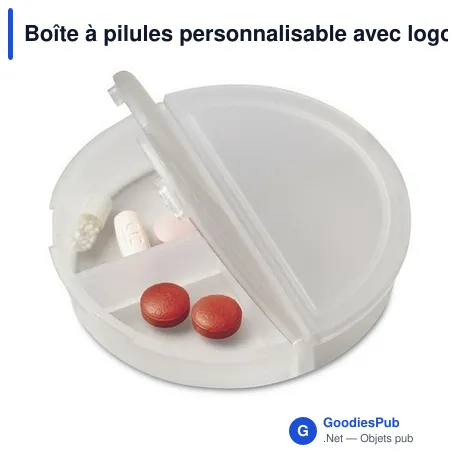 Boîte à pilules personnalisable avec logo - 3 compartiments
