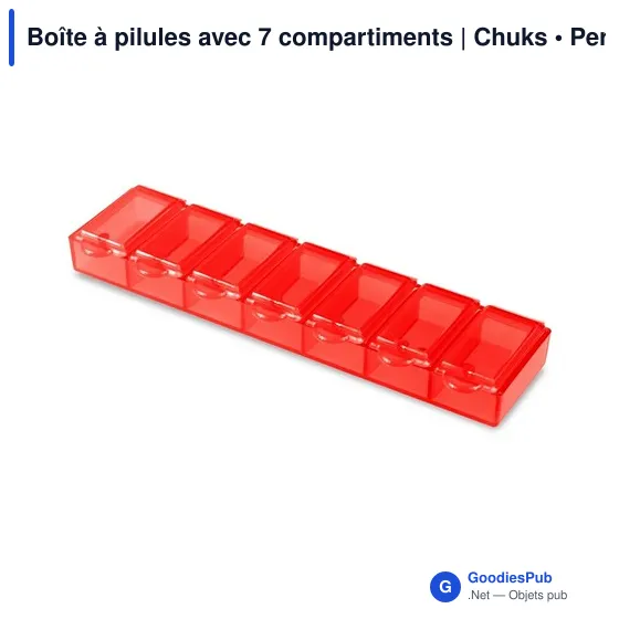 Boîte à pilules personnalisable avec logo - 7 compartiments Chuks - Image 1