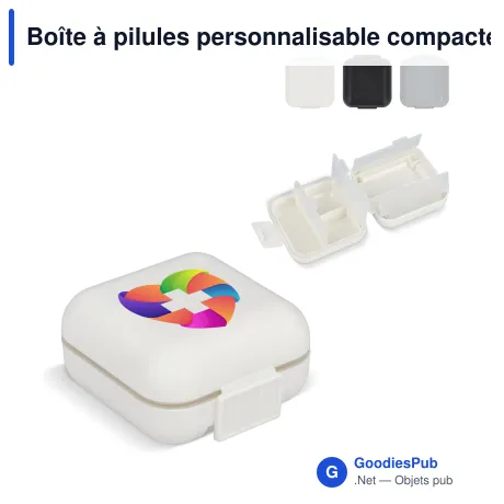 Boîte à pilules personnalisable compacte en PP avec logo - Compact