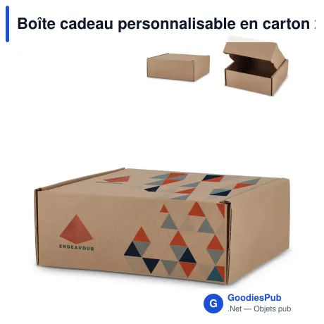 Boîte cadeau personnalisable en carton 24,3 x 24,3 x 9,9 cm avec logo - Box M