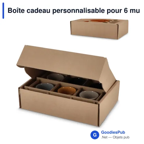 Boîte cadeau personnalisable pour 6 mugs en carton avec logo - Box 6