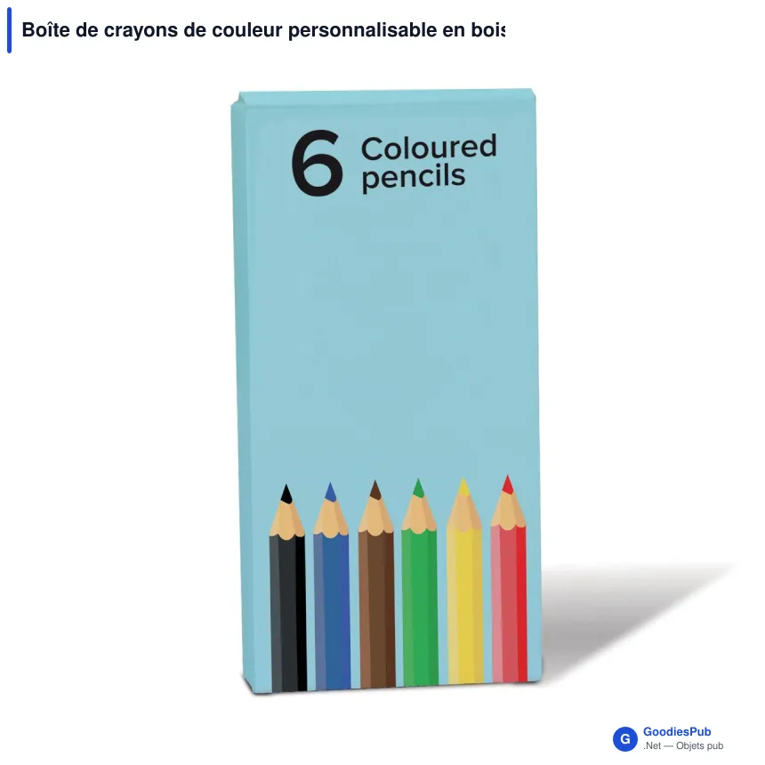 Boîte de crayons de couleur personnalisable en bois avec logo - Format poche - Image 2