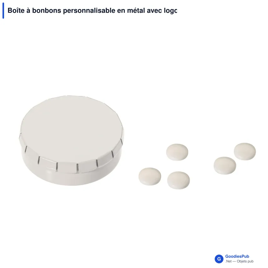 Boîte à bonbons personnalisable en métal avec logo - Huit coloris - Image 2