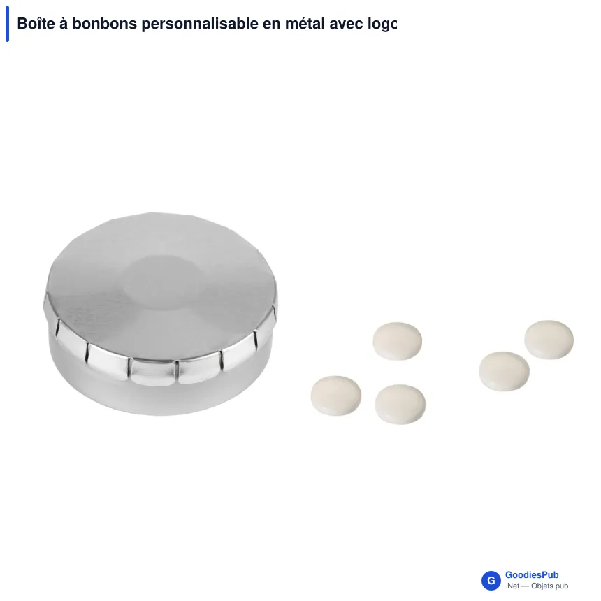 Boîte à bonbons personnalisable en métal avec logo - Huit coloris - Image 3