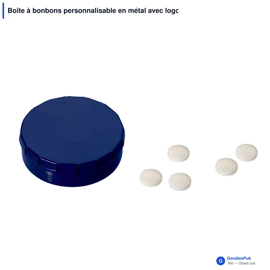 Boîte à bonbons personnalisable en métal avec logo - Huit coloris - Image 4