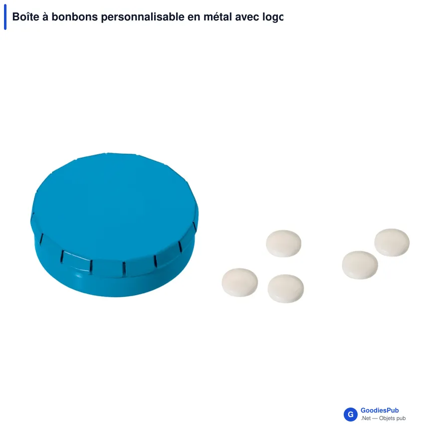 Boîte à bonbons personnalisable en métal avec logo - Huit coloris - Image 5