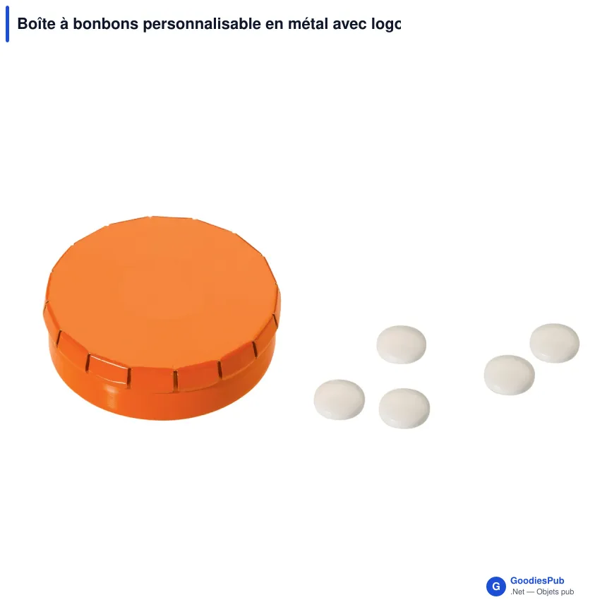 Boîte à bonbons personnalisable en métal avec logo - Huit coloris - Image 6