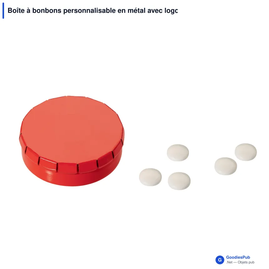 Boîte à bonbons personnalisable en métal avec logo - Huit coloris - Image 8