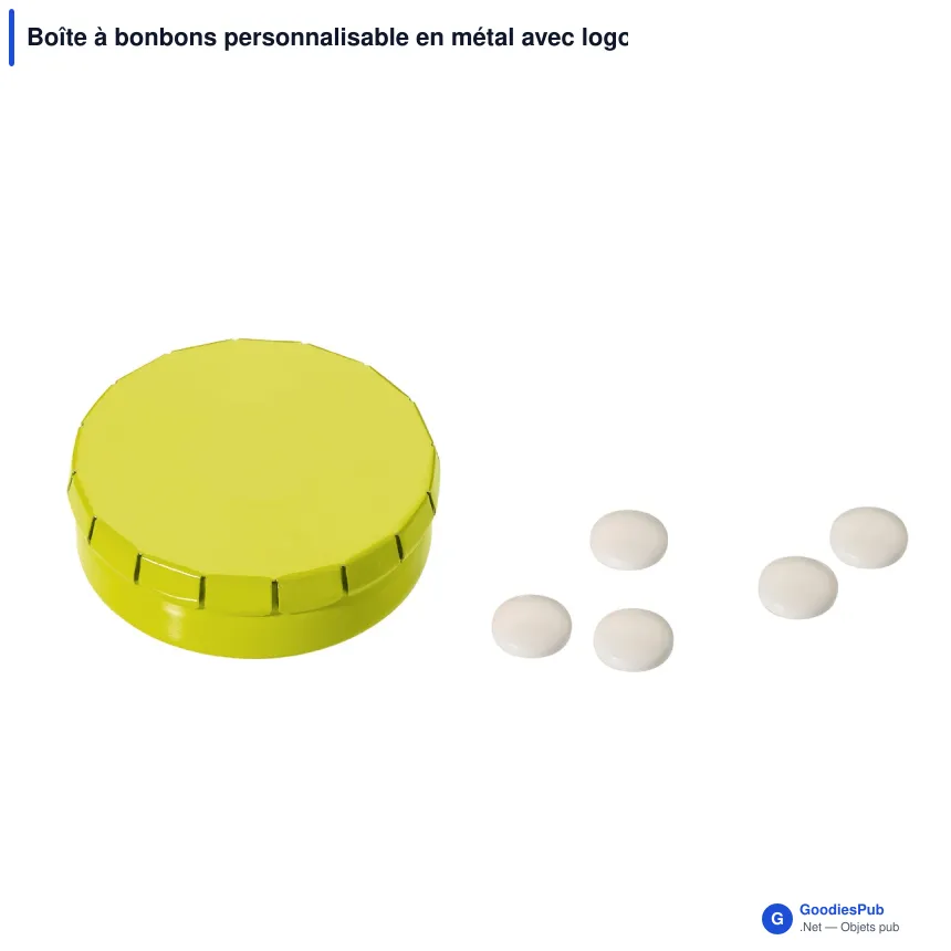 Boîte à bonbons personnalisable en métal avec logo - Huit coloris - Image 9
