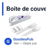 Boîte de couverts personnalisable réutilisable blanche avec logo - Box - Miniature 1