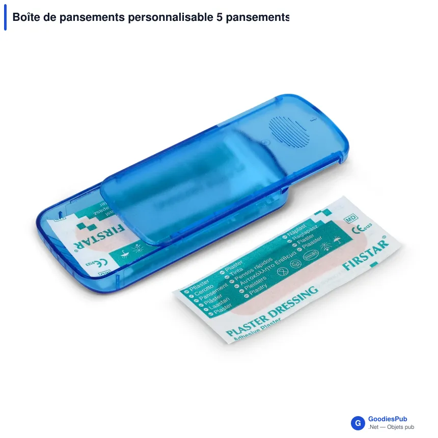 Boîte de pansements personnalisable 5 pansements 56 x 18 mm avec logo - Mini - Image 2