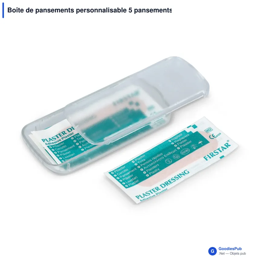 Boîte de pansements personnalisable 5 pansements 56 x 18 mm avec logo - Mini - Image 6