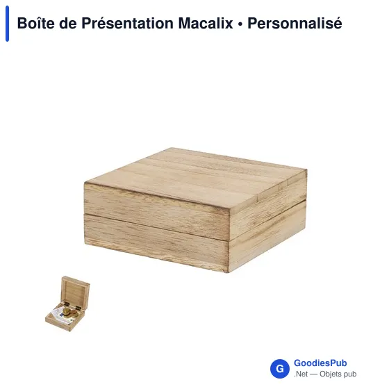 Boîte de Présentation personnalisable en bois naturel - Macalixavec logo - Image 1