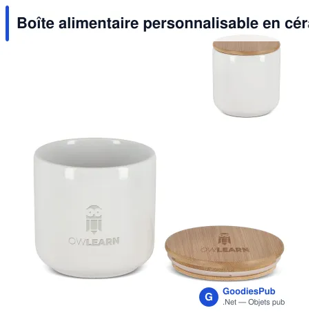 Boîte alimentaire personnalisable en céramique et bambou avec logo - 500 ml