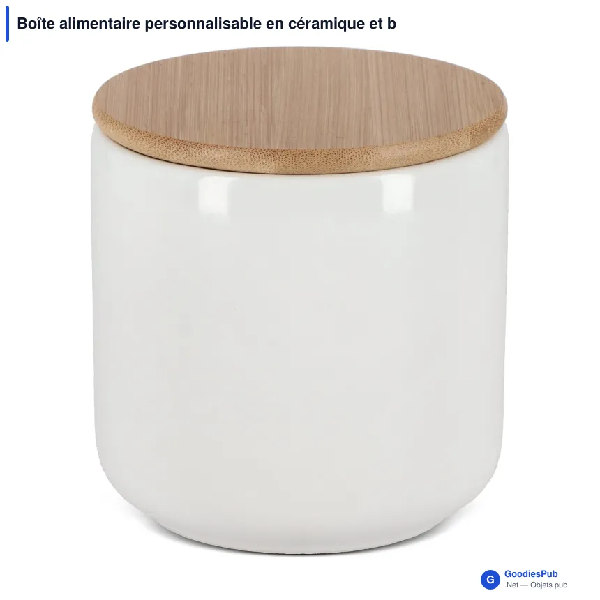 Boîte alimentaire personnalisable en céramique et bambou avec logo - 500 ml - Image 2