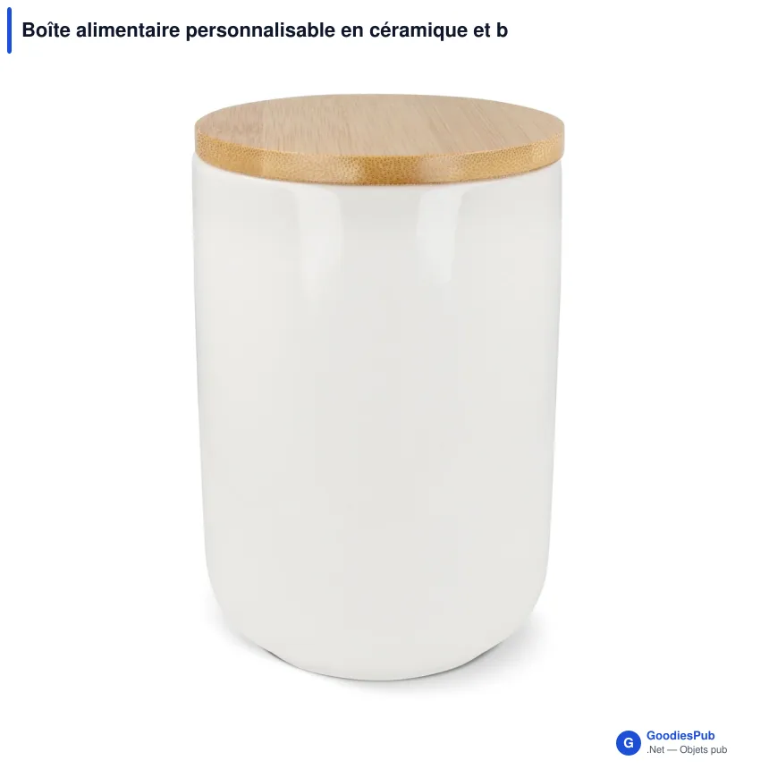 Boîte alimentaire personnalisable en céramique et bambou avec logo - 900 ml - Image 2